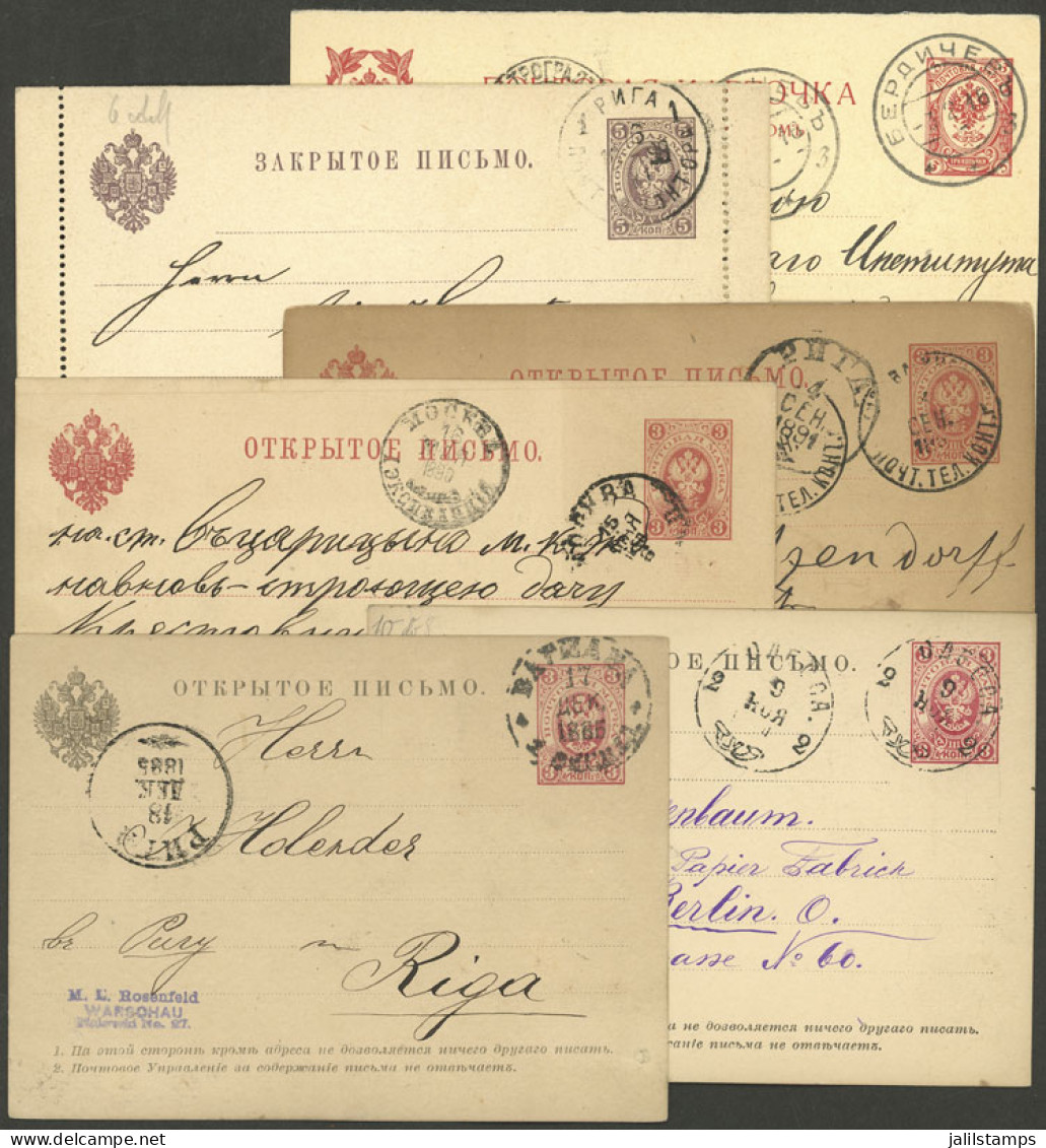 RUSSIA: 6 Postal Stationeries Used Between 1884 And 1916, There Are Attractive Cancels, For Example Of Warsaw (Poland),  - Autres & Non Classés