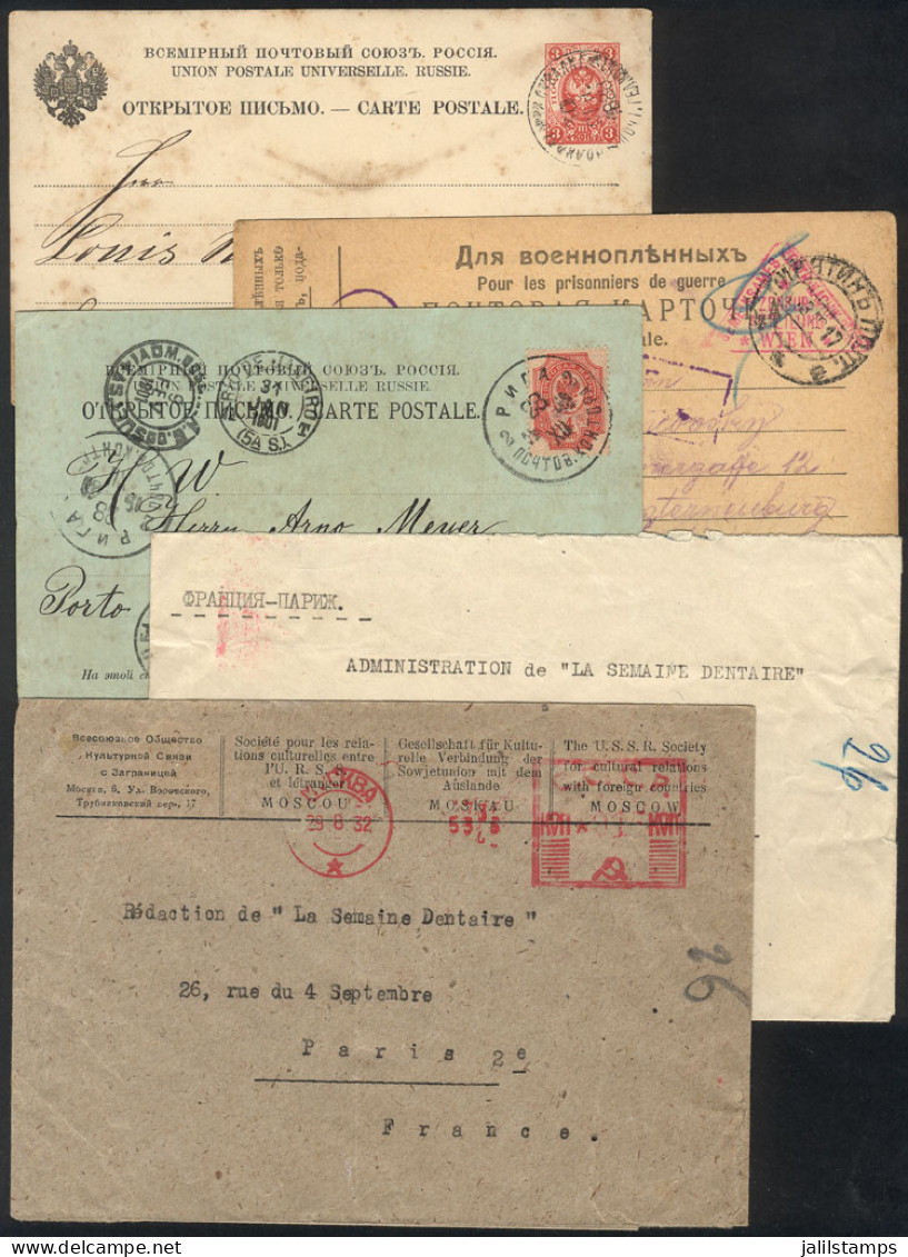 RUSSIA: Group Of 5 Covers And Cards Used Between 1888 And 1932, Interesting! - Autres & Non Classés