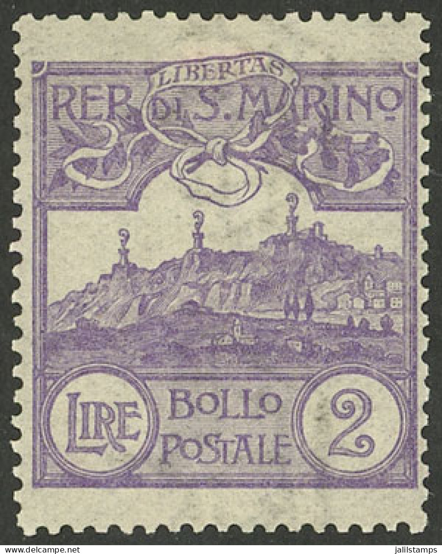 SAN MARINO: Sc.72, 1903 2L. Violet, Mint Lightly Hinged, Key Value Of The Set, Very Fine Quality! - Altri & Non Classificati