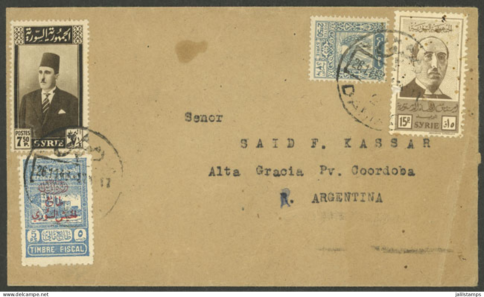 SYRIA: 26/NO/1948 Damas - Argentina, Cover With Attractive Postage, One Stamp With Small Stains, Low Start! - Syria