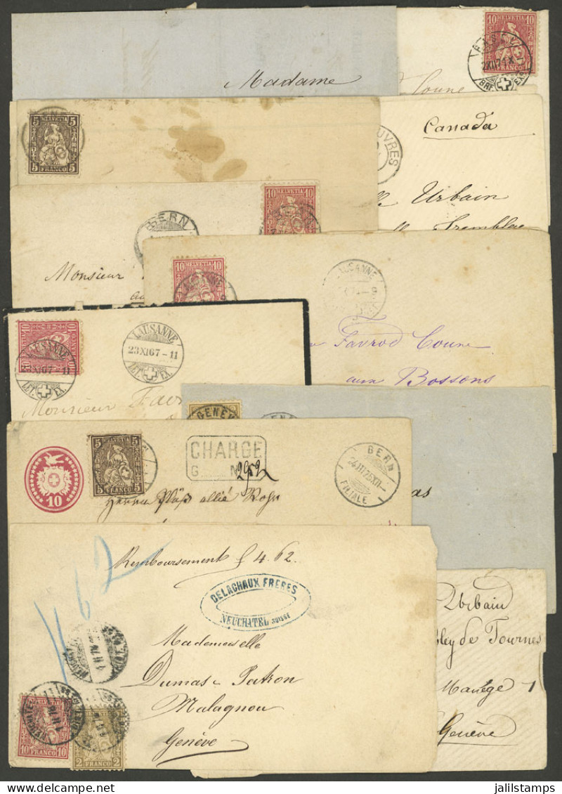 SWITZERLAND: 1865/1878: 10 Covers, Letters, Commercial Invoices (one Registered) + A Cod Wrapper, Attractive Cancels, In - Altri & Non Classificati