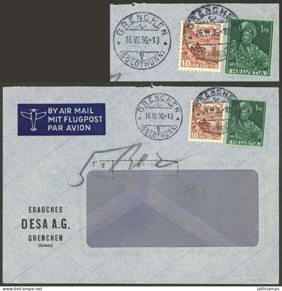 SWITZERLAND: DATE ERROR Or Trip To The Past?: Airmail Cover Sent From Grenchen To Argentina Franked With 1.10Fr. With Po - Autres & Non Classés