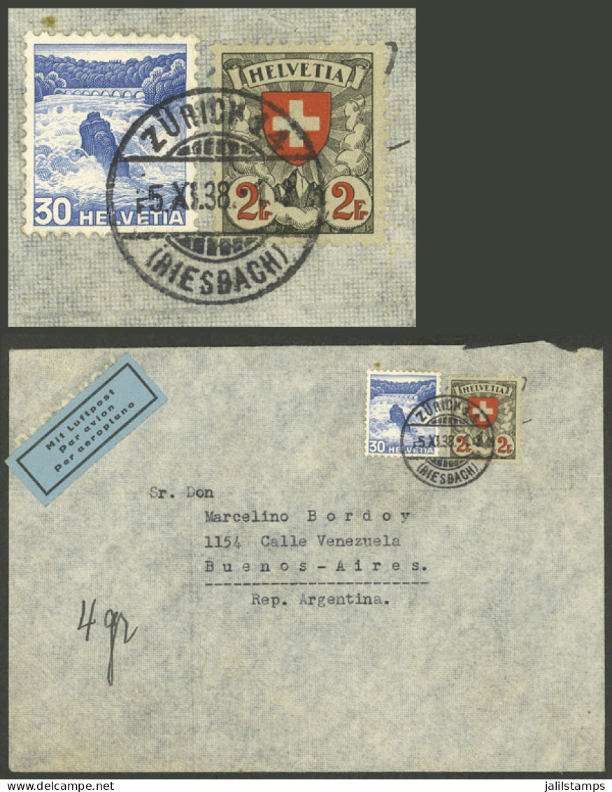 SWITZERLAND: 5/NO/1938 Zürich - Argentina, Airmail Cover With Very Nice Franking Of 2.30Fr., Arrival Backstamp, Small De - Other & Unclassified