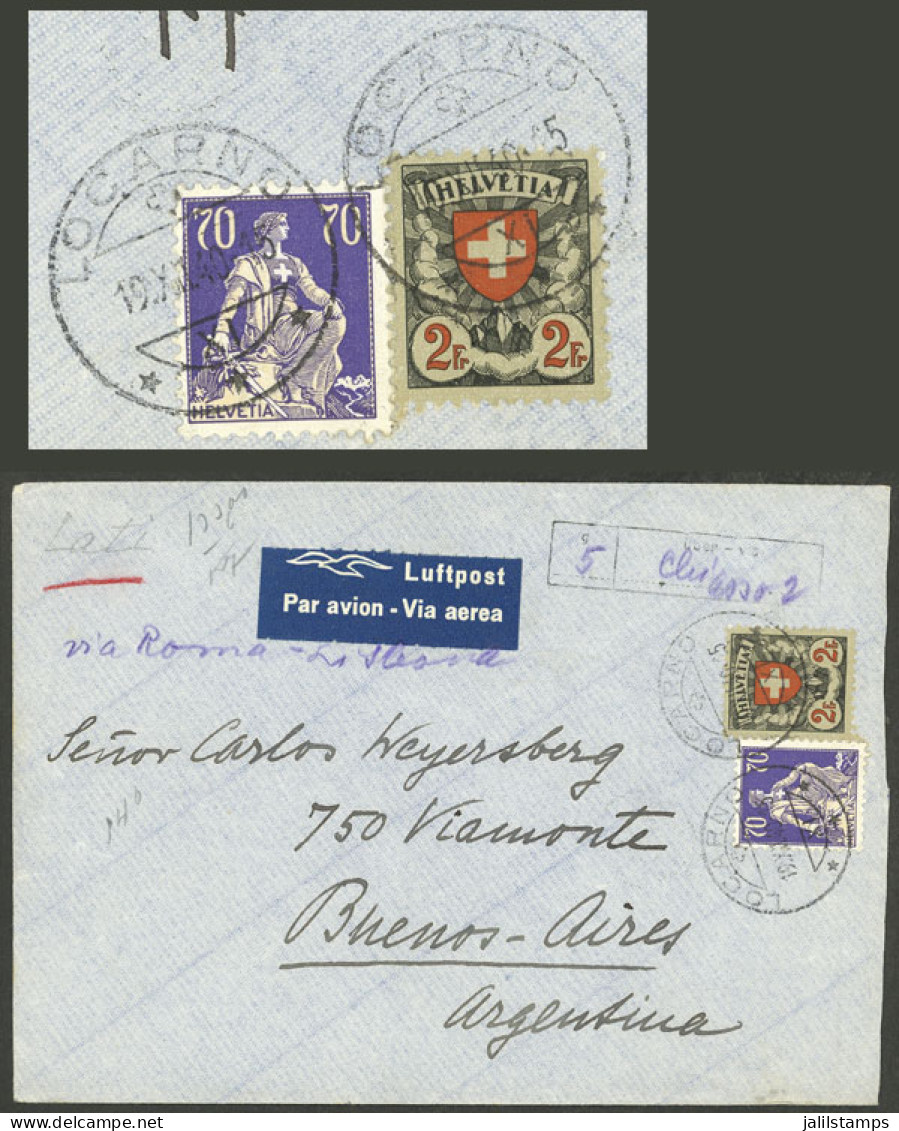 SWITZERLAND: 19/DE/1940 Locarno - Argentina, Airmail Cover Sent By "Chiasso (LATI)" Franked With 2.70 Fr. Including Sc.2 - Otros & Sin Clasificación