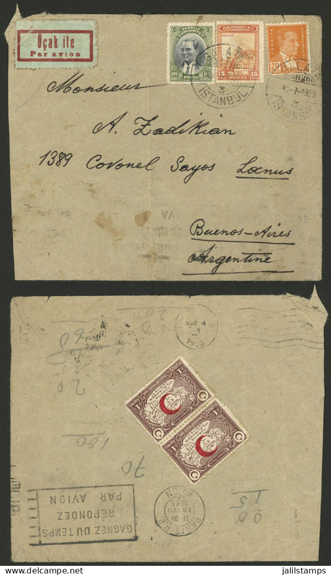 TURKEY: 22/JUL/1935 Galata - Argentina, Airmail Cover Sent By Air France, With ERROR IN THE DATE Of The Cancel (it Says  - Sonstige & Ohne Zuordnung
