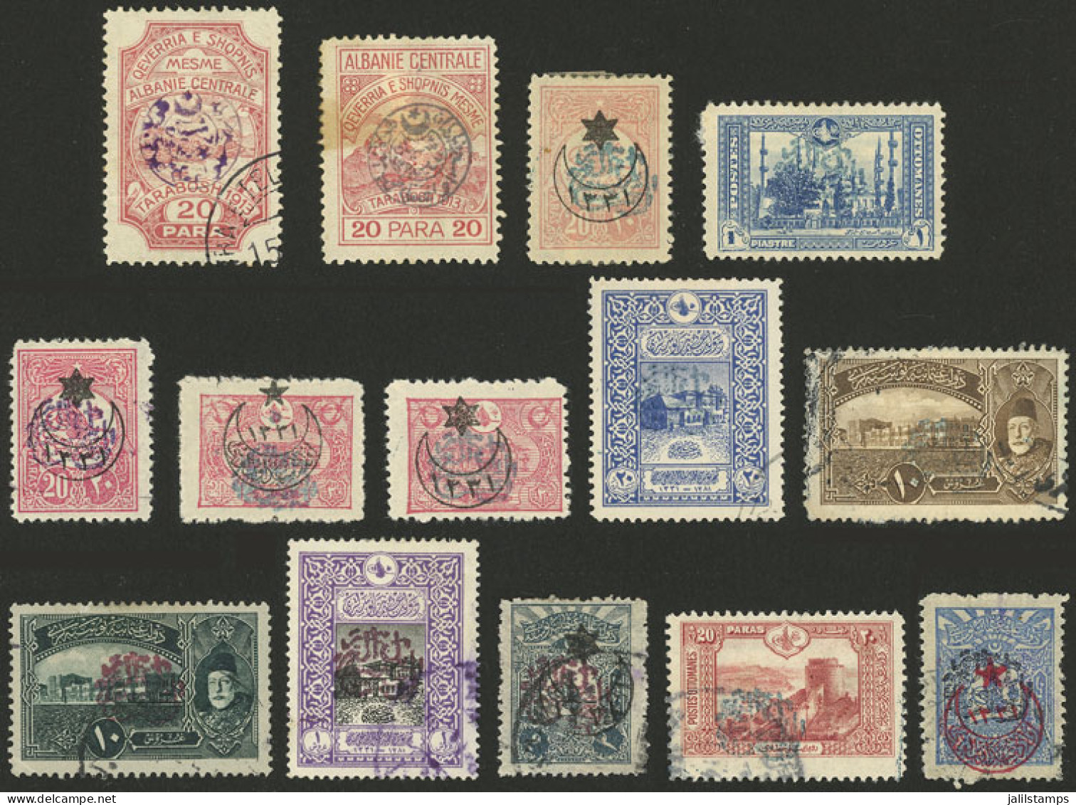 TURKEY: Lot Of Old Overprinted Stamps, Interesting! - Sonstige & Ohne Zuordnung