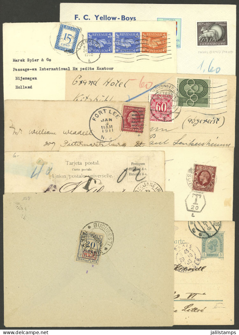 WORLDWIDE: MAIL WITH POSTAGE DUES: 8 Covers Used In Various Countries, All With Postage Due Stamps And/or Marks, Very Fi - Alla Rinfusa (max 999 Francobolli)