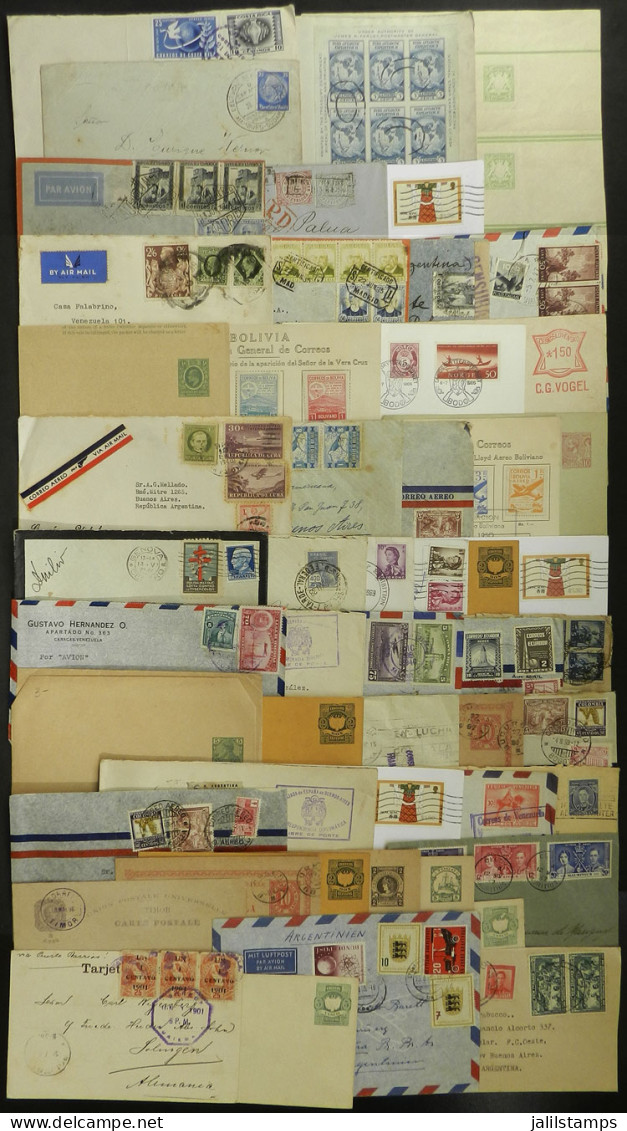 WORLDWIDE: Over 50 Covers, Cards, Postal Stationeries Etc. Of Varied Countries And Periods, Including Very Interesting M - Mezclas (max 999 Sellos)