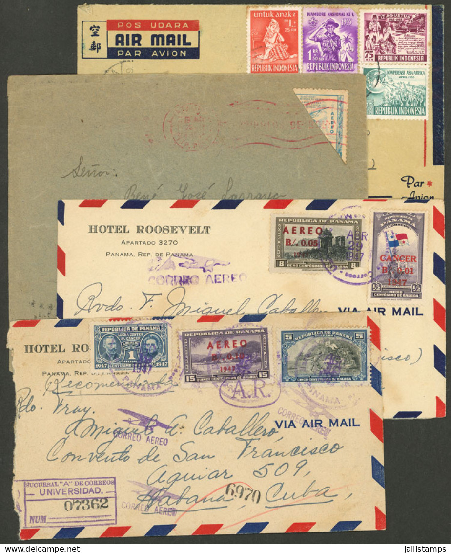 WORLDWIDE: 2 Airmail Cover Sent From Panamá To Cuba In 1947 (one Registered With AR) + Cover Of Bolivia To Argentina Wit - Mezclas (max 999 Sellos)