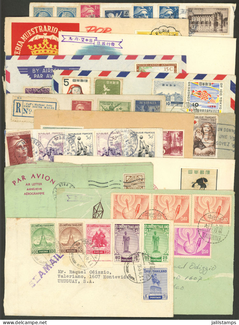 WORLDWIDE: 13 Covers Of Thailand, Taiwan, Ireland, Japan, France, Australia, Spain And Netherlands Idies, Most Sent To U - Lots & Kiloware (mixtures) - Max. 999 Stamps