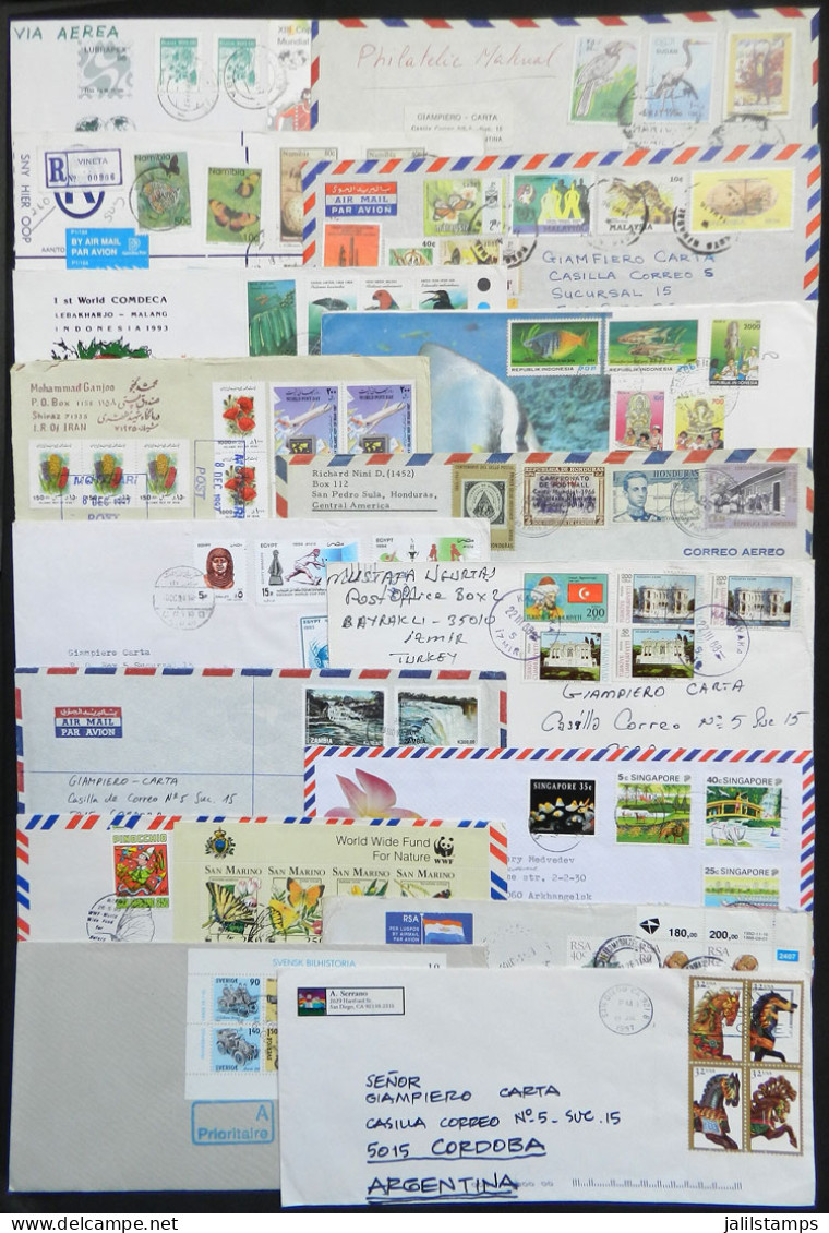 WORLDWIDE: 57 Modern Covers + 1 Front Sent To Argentina, All With Beautiful Postages Of THEMATIC Stamps, VF Quality, Ver - Lots & Kiloware (max. 999 Stück)