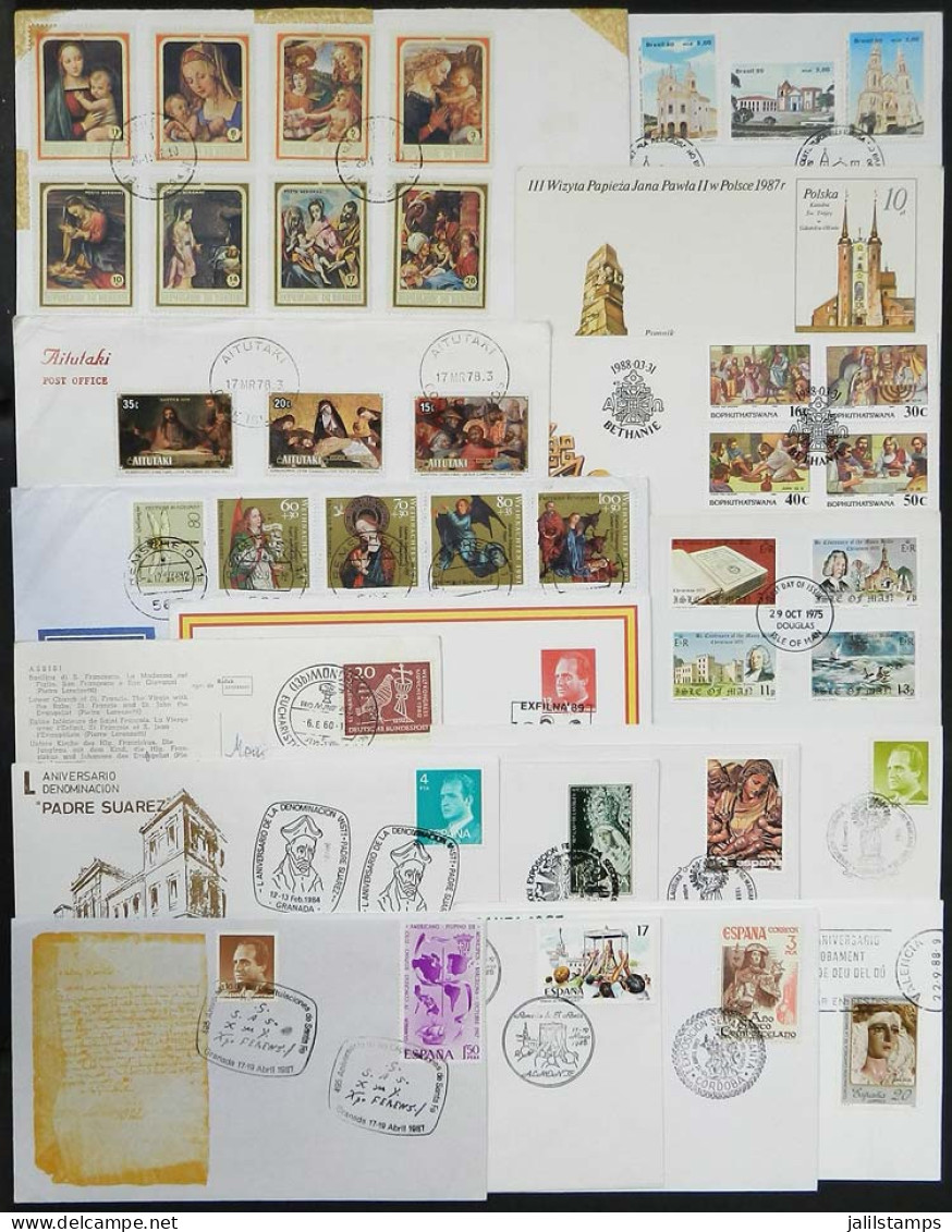 WORLDWIDE: TOPIC RELIGION / ART: 27 FDCs, Covers With Special Postmarks, Cards Etc., Very Nice Group. - Mezclas (max 999 Sellos)