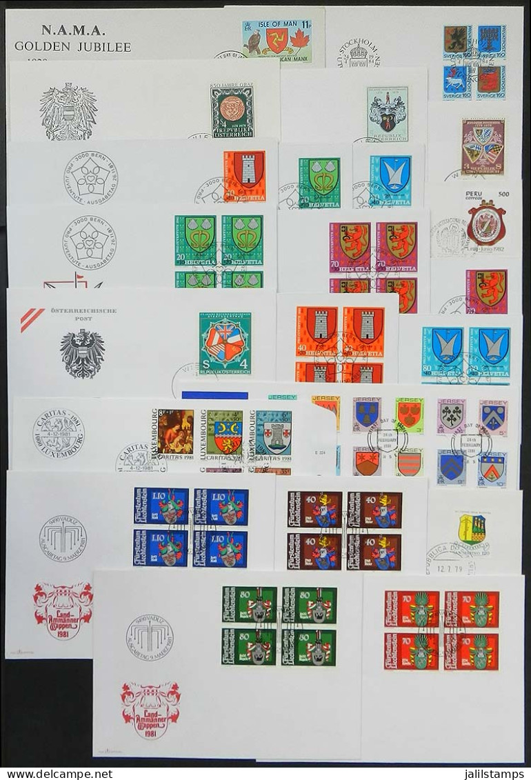 WORLDWIDE: TOPIC COATS OF ARMS: 22 FDCs Of Various Countries, Excellent Quality! - Kilowaar (max. 999 Zegels)