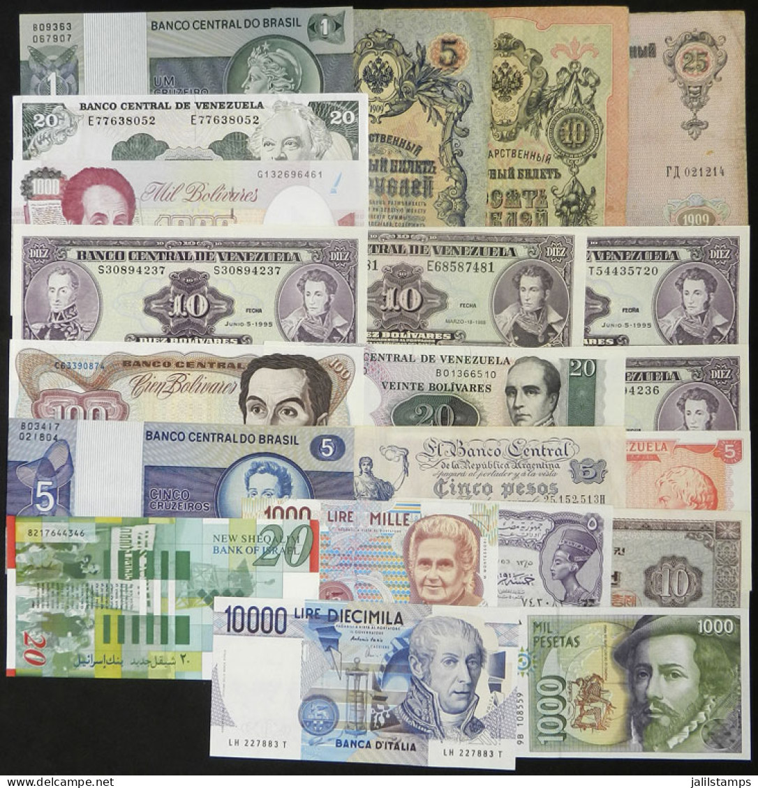 WORLDWIDE: PAPER MONEY: 21 Bank Notes Of Varied Countries And Periods, Some Used And Others Unused, VF General Quality,  - Otros & Sin Clasificación