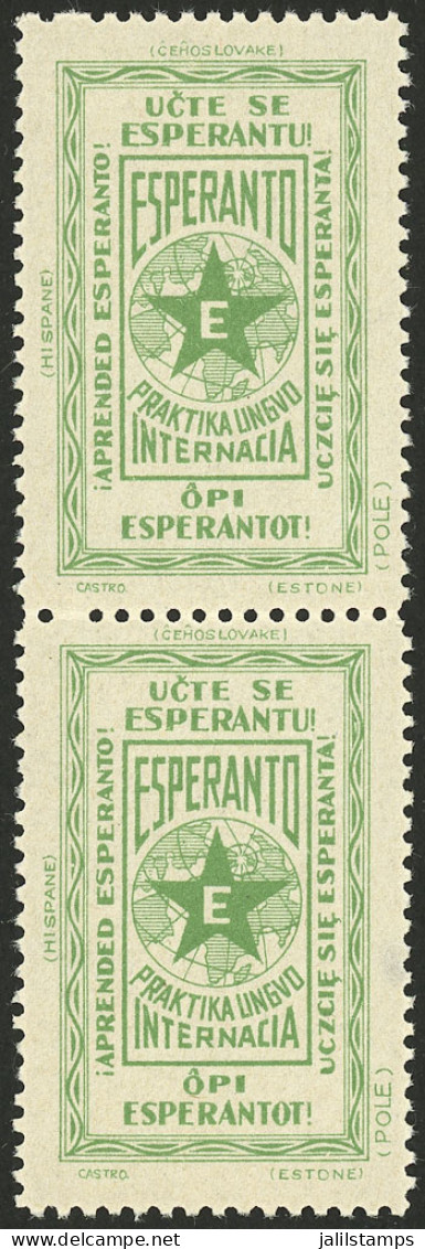 WORLDWIDE: ESPERANTO: Beautiful Old Cinderella, Vertical Pair, MNH, Very Fine Quality! - Cinderellas