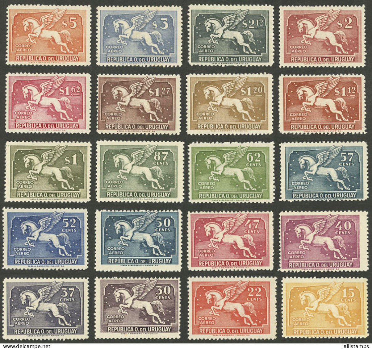 URUGUAY: Yvert 60/79, 1935 Pegasus, Complete Set Of 20 Mint Values, VF Quality! - Uruguay