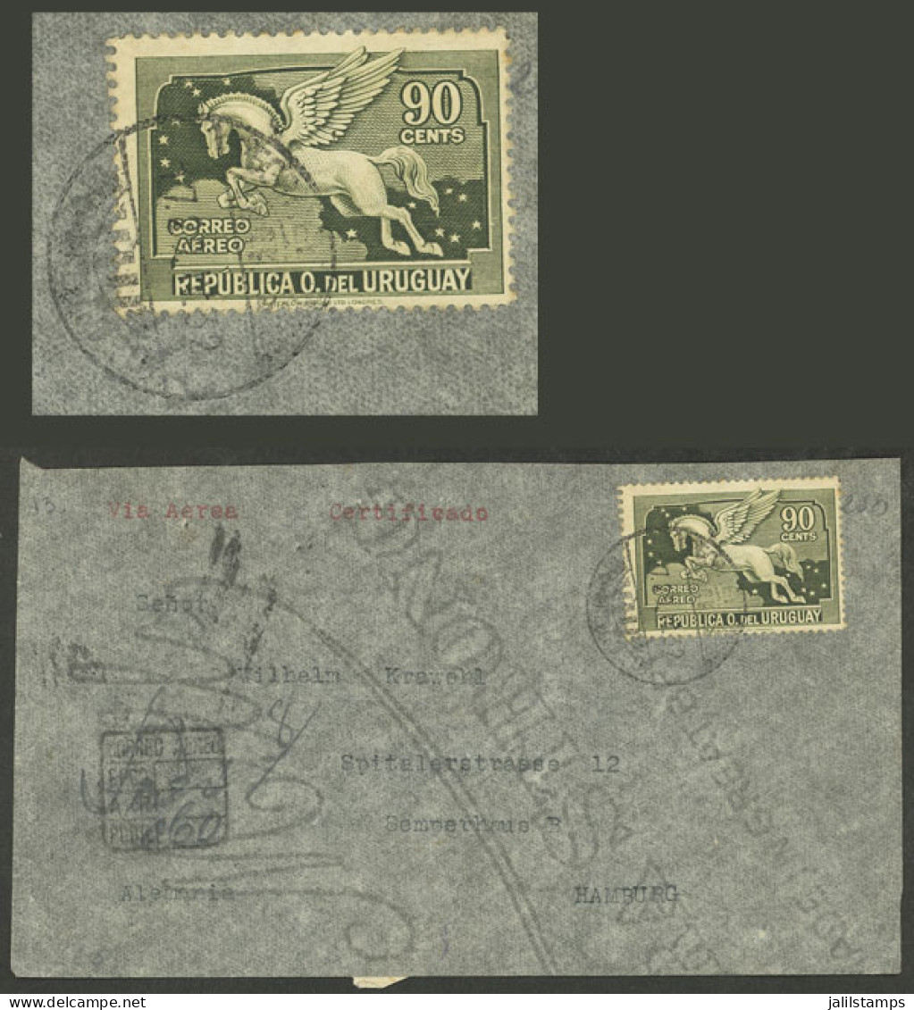 URUGUAY: 29/AP/1932 Montevideo - Germany, Airmail Cover Franked With 90c. (Sc.C51 ALONE), Very Fine Quality! - Uruguay