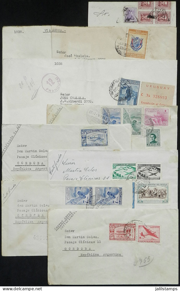 URUGUAY: 49 Covers Sent To Argentina (almost All Of The 1950s), Most Airmail And Many Registered. With Some Nice Postage - Uruguay