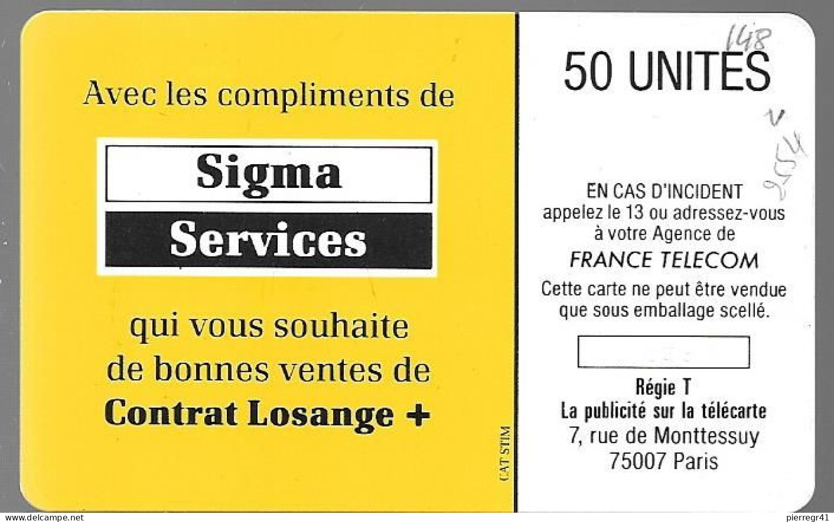 CARTE-PUCE-PRIVEE-D-50U-D148-So2-RENAULT AUTO--R°Mat-5160 Ex-V°N°Pe2554-Utilisé-TBE - Privat