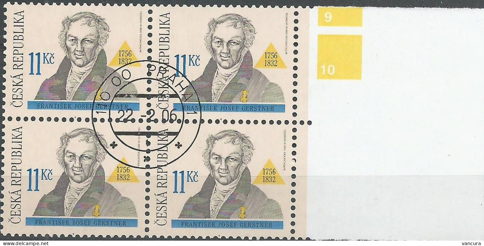 Cancelled 463 Czech Republic Frantisek Josef Gerstner Anniversary 2006 Geodesy Geography Mathmatics - Usados