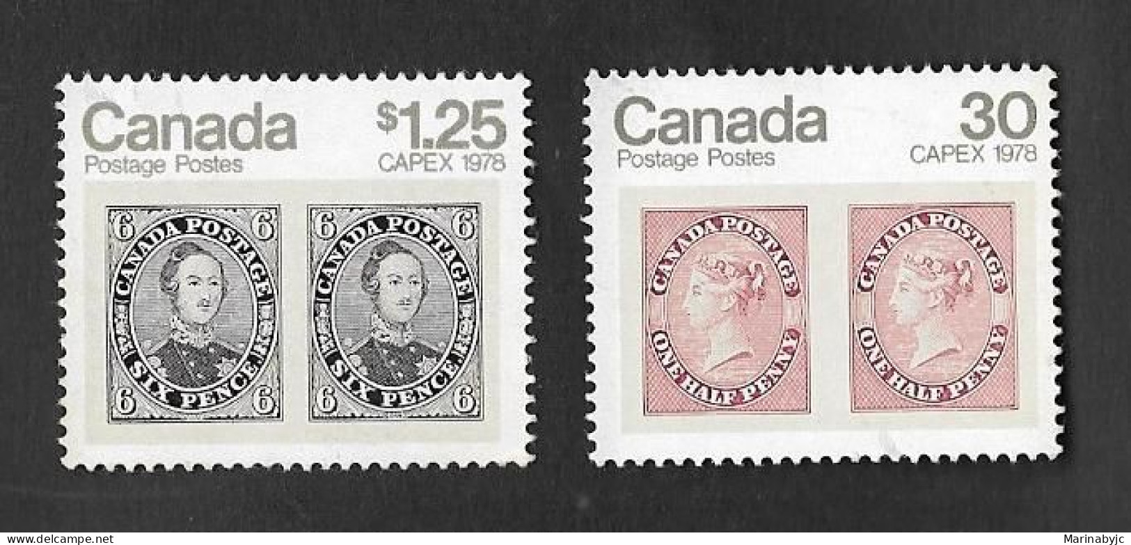 SE)1978 CANADA, WORLD PHILATELY EXHIBITION "CAPEX '78" TORONTO, STAMP NO. 2 & STAMP NO. 4, PAIR MNH - Oblitérés