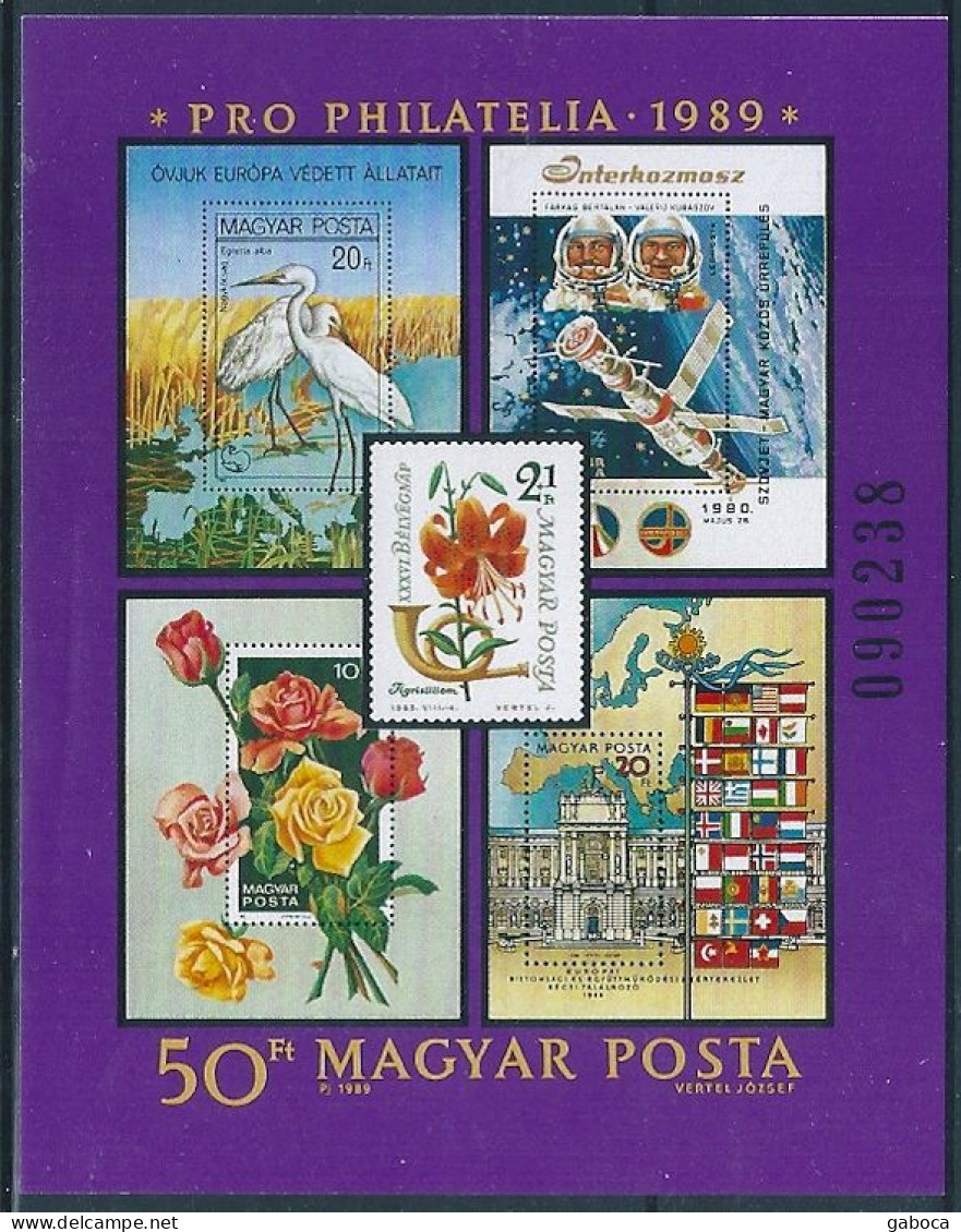 B3955i Hungary Philately Flora Fauna Space Cooperation CSCE Organization Flag S/S MNH - Cranes And Other Gruiformes