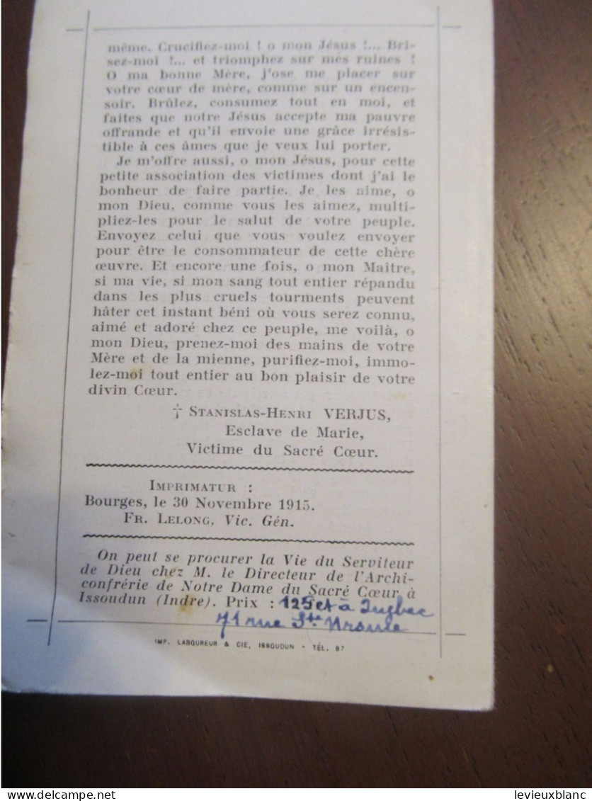 Image Religieuse/Priére Pour Demander La Glorification Du Serviteur De Dieu/Henri VERJUS/Nouvelle Guinée/1915  IMP168 - Religion &  Esoterik
