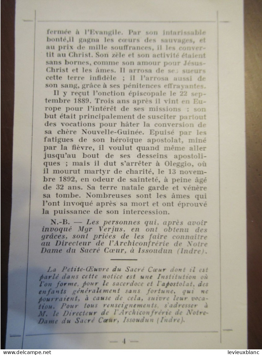 Image Religieuse/Priére Pour Demander La Glorification Du Serviteur De Dieu/Henri VERJUS/Nouvelle Guinée/1915  IMP168 - Religion &  Esoterik