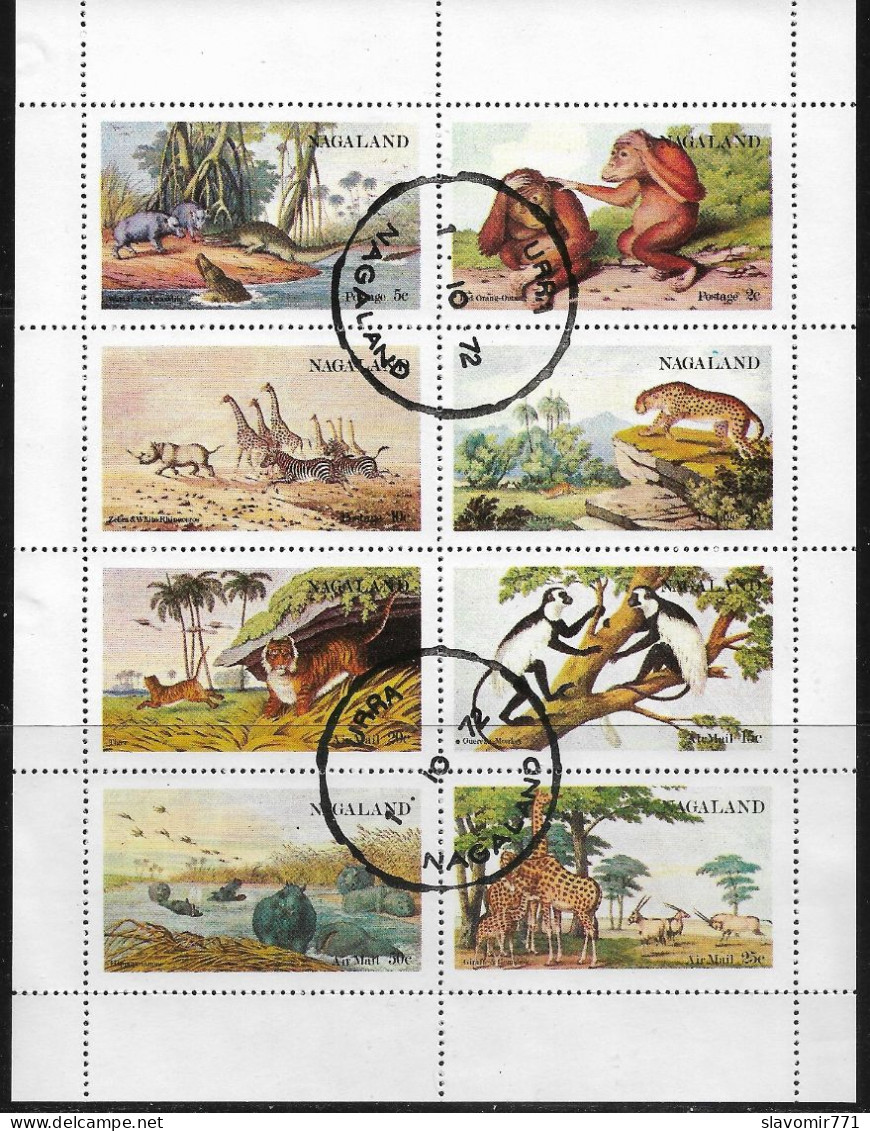 NAGALAND India ** 1972 ** Fauna Sheetlet ** CTO ** - Unused Stamps