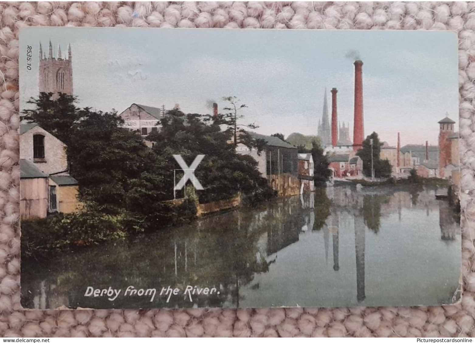 DERBY FROM THE RIVER OLD COLOUR POSTCARD DERBYSHIRE - Derbyshire