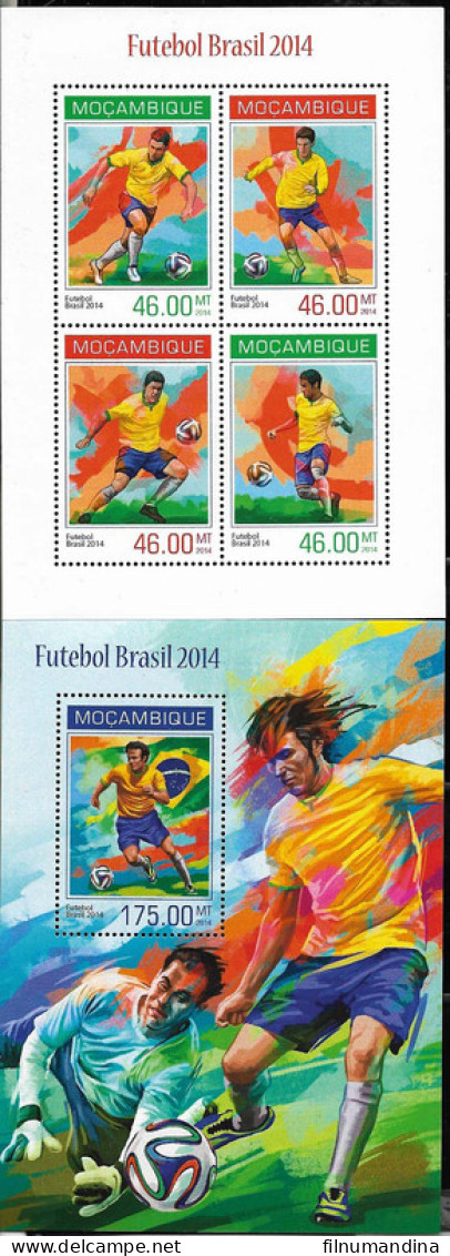 #9080 MOZAMBIQUE 2014 FOOTBALL SOCCER WORLD CUP 2014 M/S+S/SHEET YV 5887-90BL798 - 2014 – Brasilien