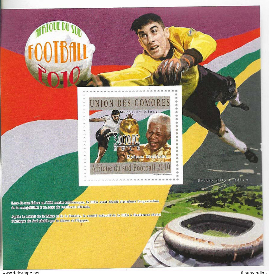 #9063 COMOROS 2010 FOOTBALL SOCCER WORLD CUP SUDAFRICA S/SHEET YV BL 277 MNH - 2010 – Zuid-Afrika