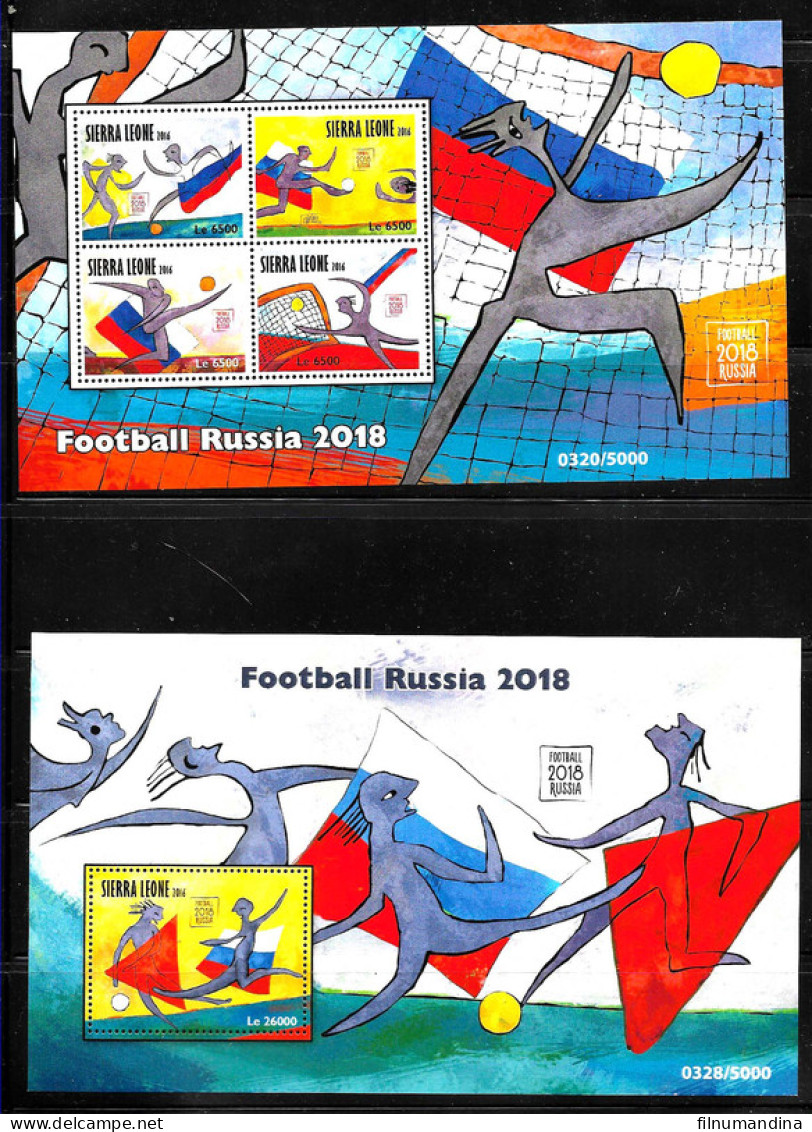 #9088 SIERRA LEONE 2016 FOOTBALL SOCCER WORLD CUP RUSSIA 2018 MS+S/SHEET MNH - 2018 – Russie