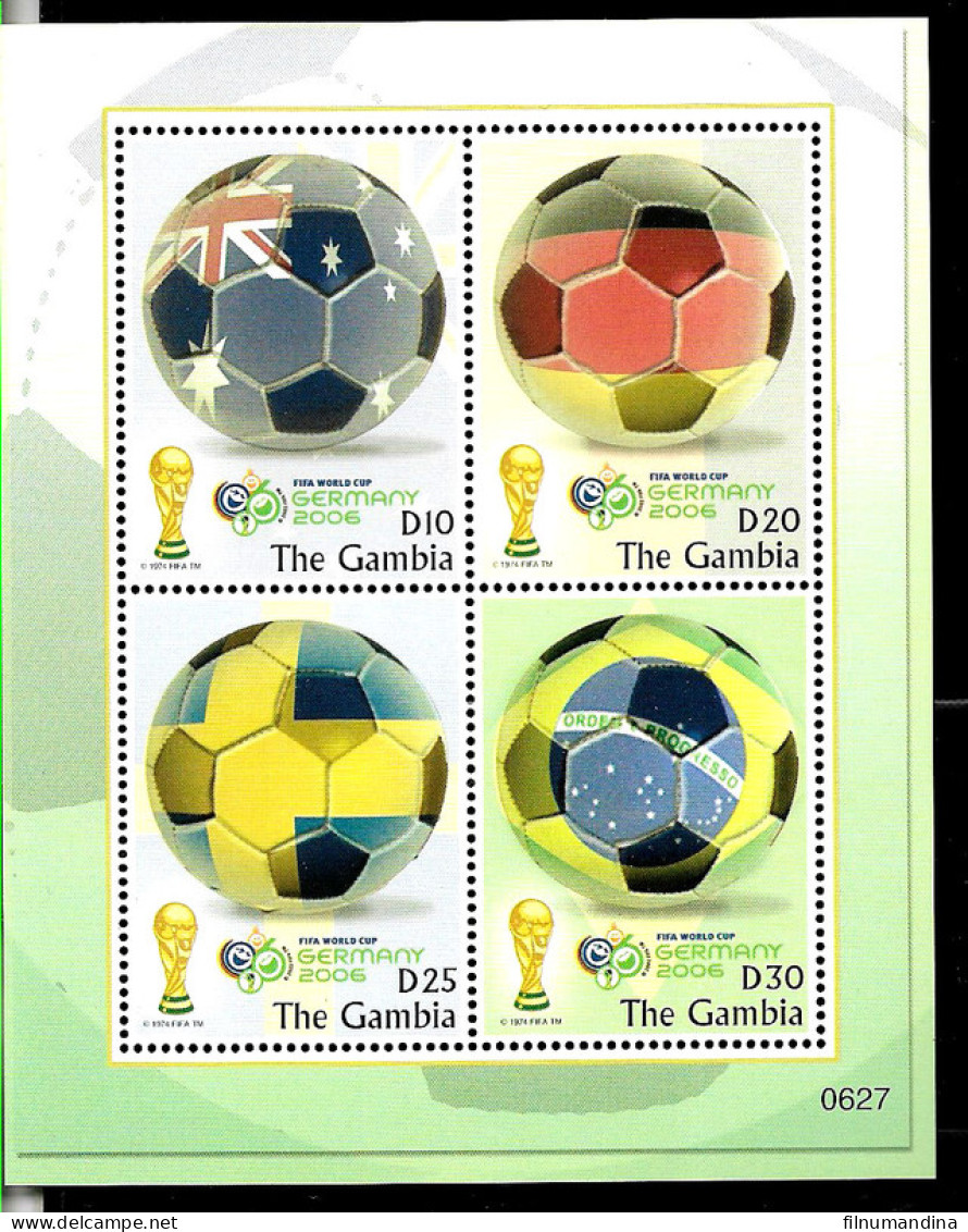 #9108 GAMBIA 2006 SPORT SOCCER FOOTBALL WORLD CUP MINISHEET YV 4580-83 MNH - 2006 – Germania