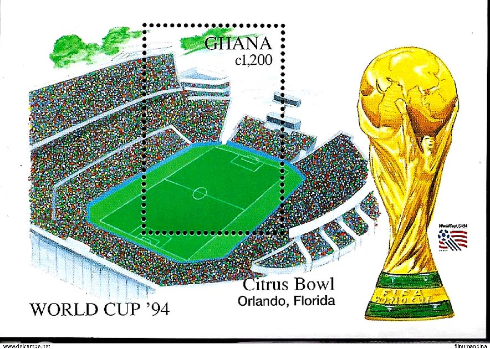 #9114 GHANA 1994 FOOTBALL SOCCER WORLD CUP USA STADIUM S/SHEET YV BL 250 MNH - 1994 – USA