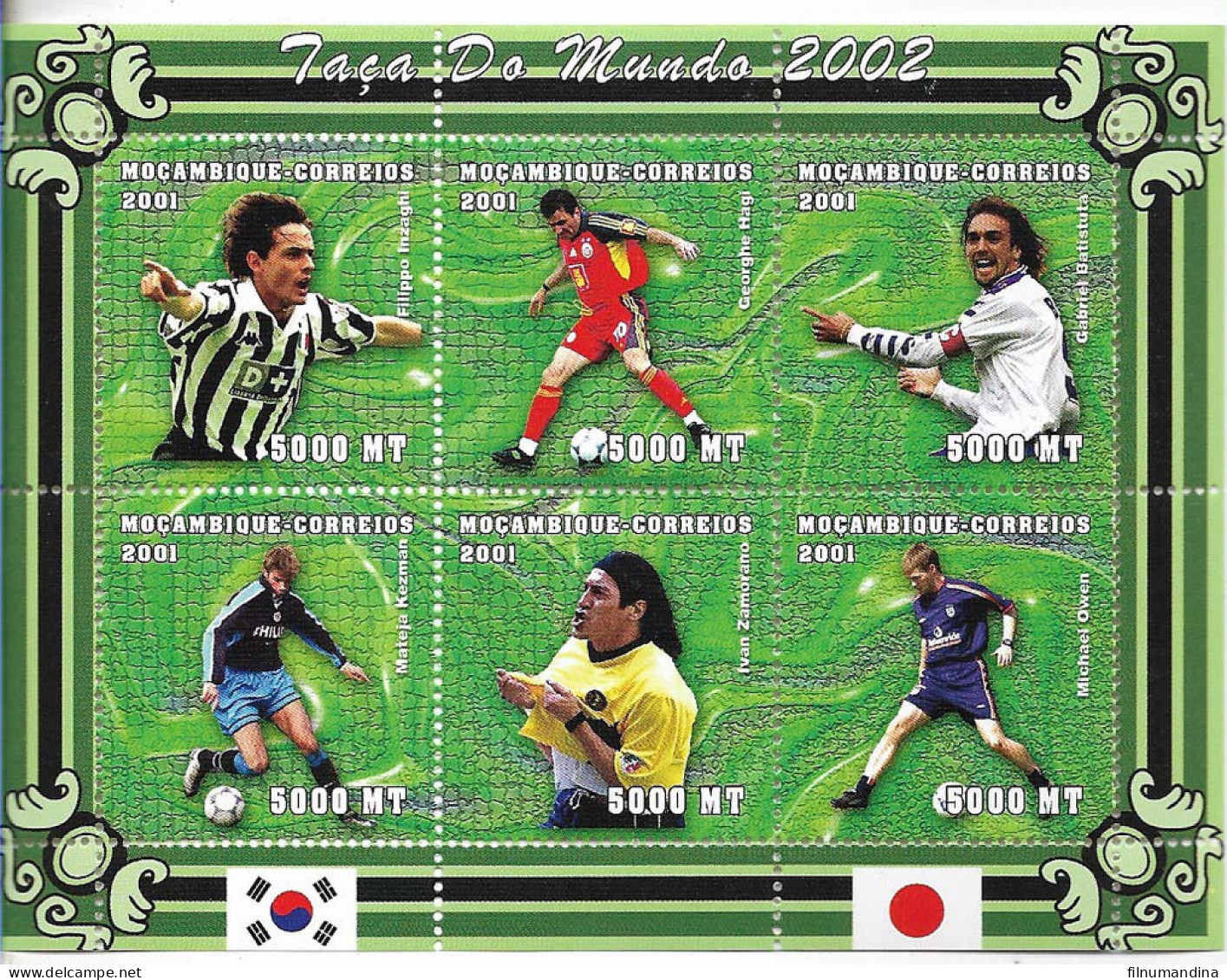 #9043 MOZAMBIQUE 2002 FOOTBALL SOCCER WORLD CUP JAPAN-COREA M/SHEET YV BL1647-52 - 2002 – Corée Du Sud / Japon