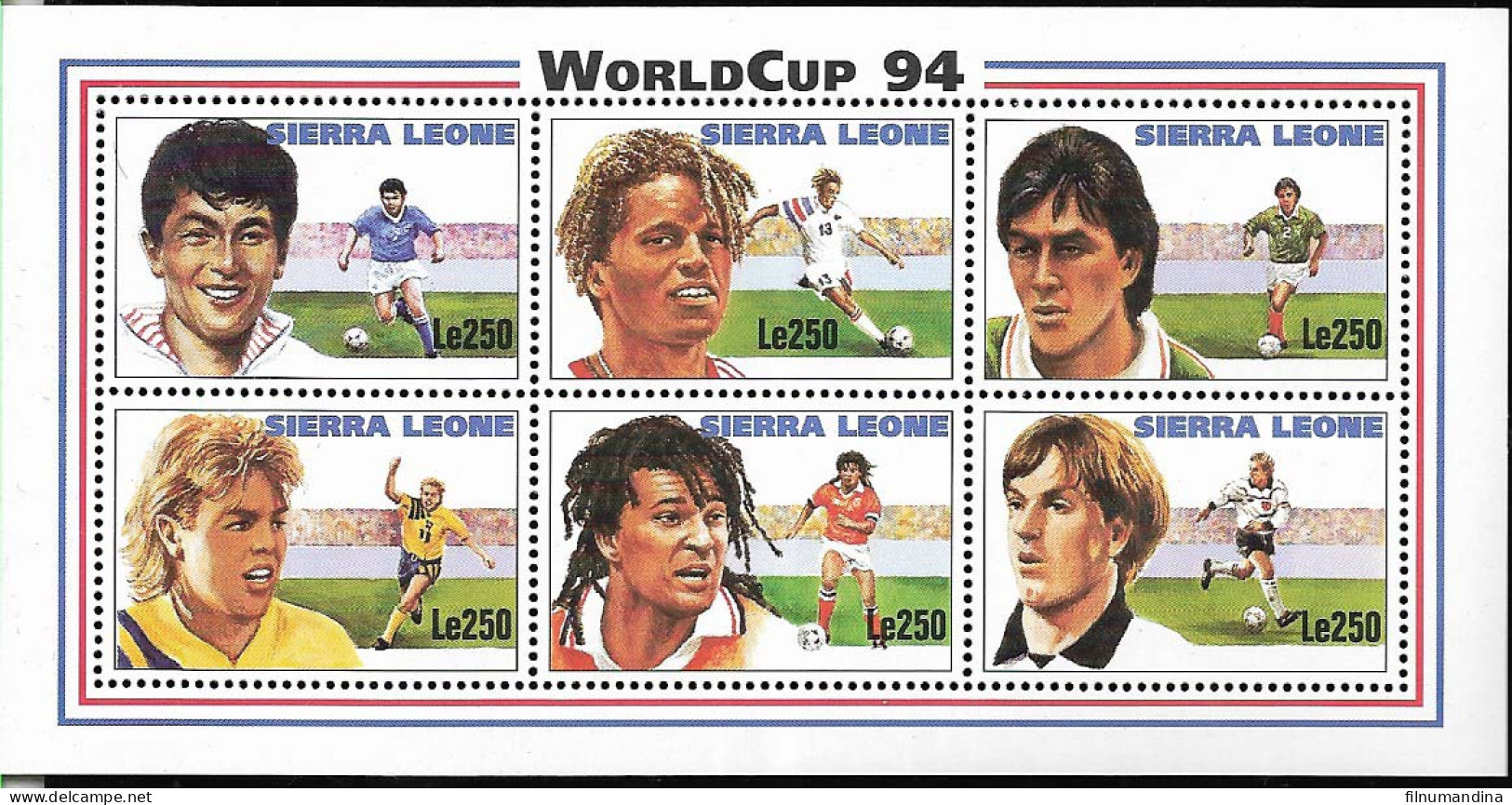 #9097 SIERRA LEONE 1994 SPORT FOOTBALL SOCCER WORLD CUP 94  MINISHEET YV 1808-13 - 1994 – USA