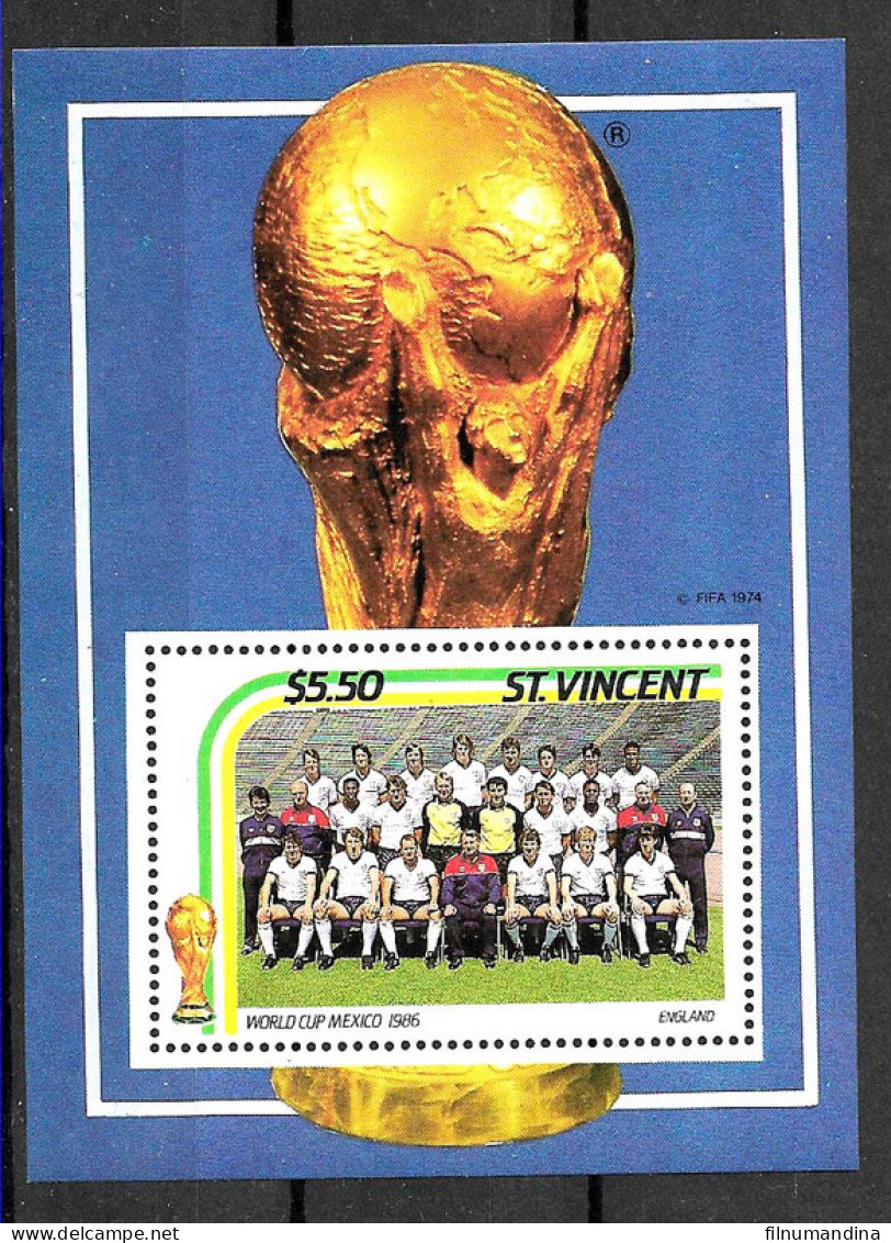 #9090 ST VINCENT 1990 SPORT FOOTBALL SOCCER WORLD CUP MEXICO 86 S/S YV BL 32 - 1986 – Mexico