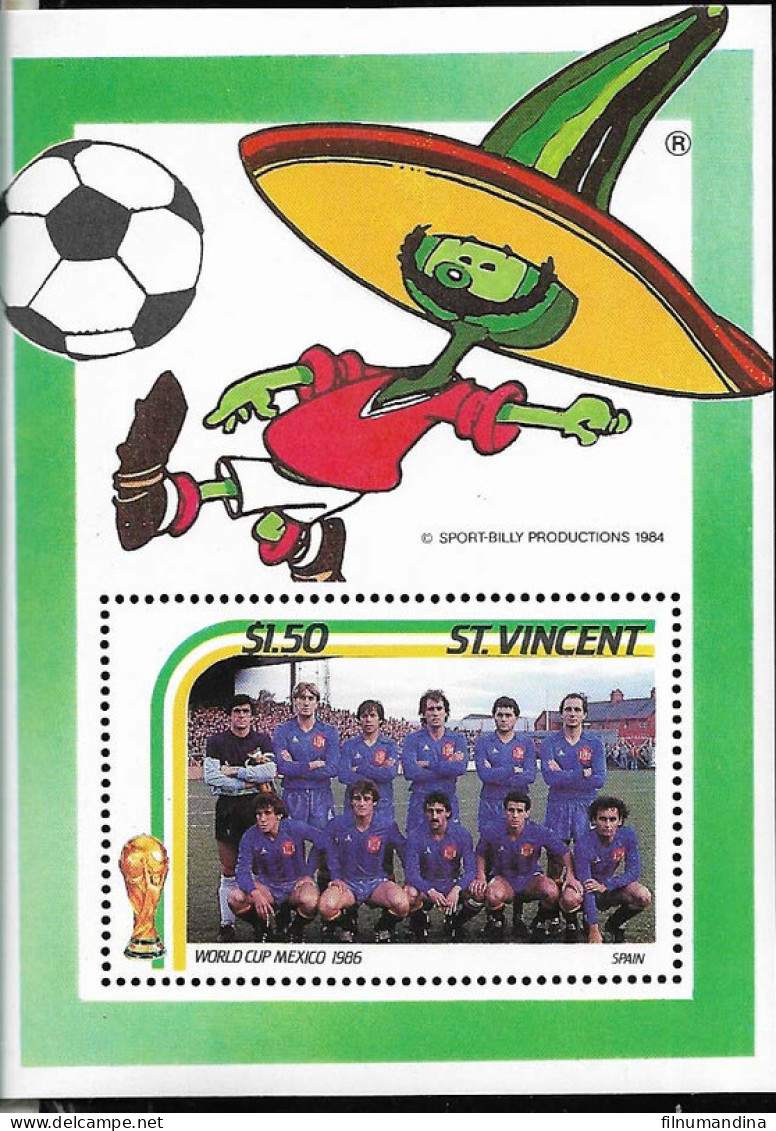 #9089A ST VINCENT 1990 SPORT FOOTBALL SOCCER WORLD CUP S/SHEET YV BL 29 MNH - 1986 – Mexico