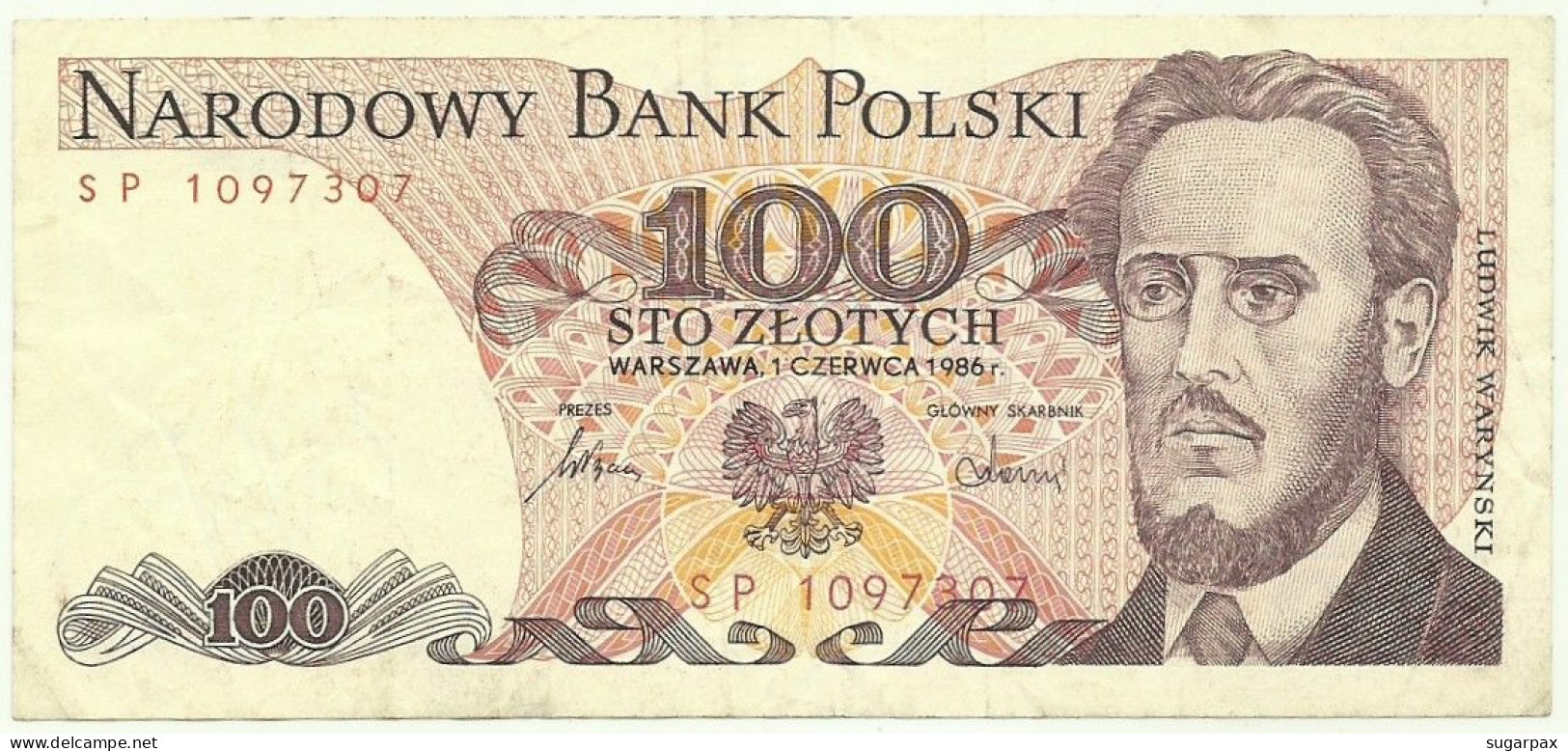 POLAND - 100 Zlotych - 1986 - Pick 143.e - Série SP - Narodowy Bank Polski - Pologne