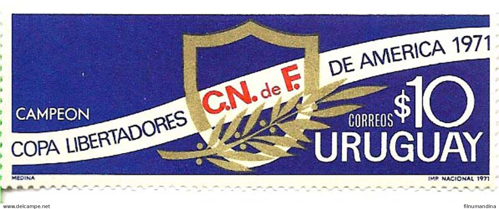 #9129 URUGUAY 1971 FOOTBALL SOCCER LIBERTADORES CUP WINNER YV 818 MNH - Clubs Mythiques