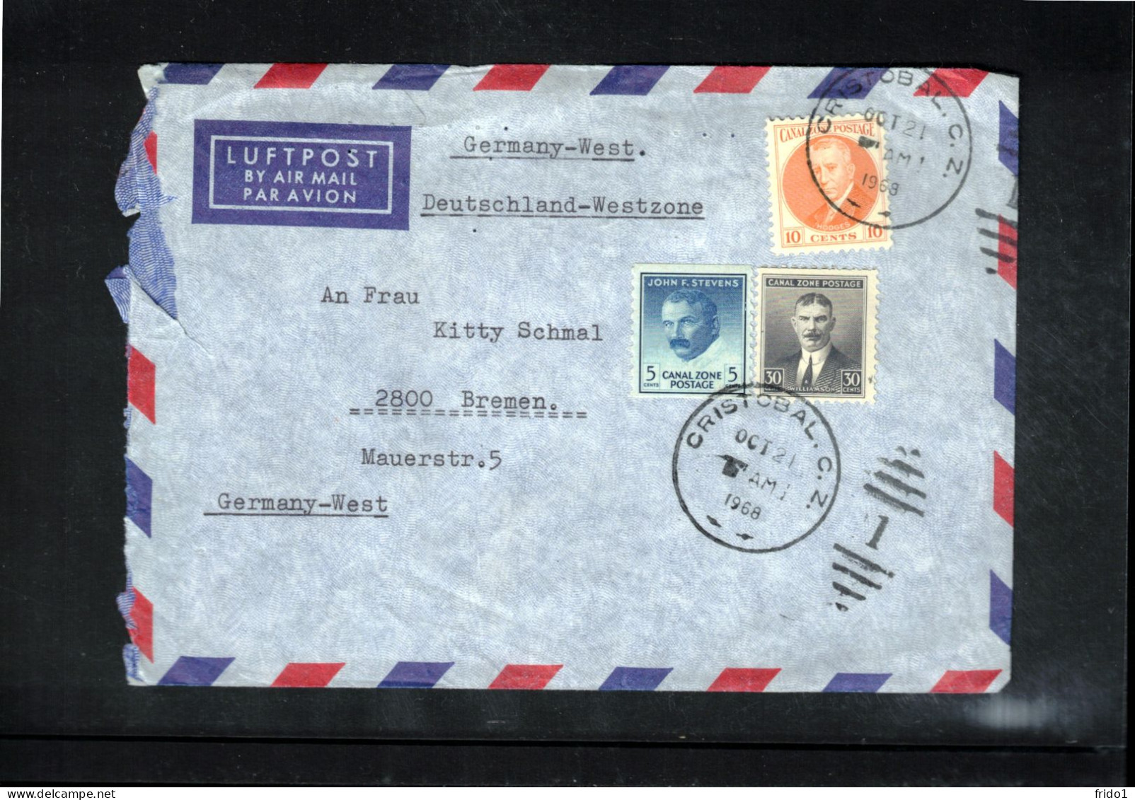 Canal Zone 1968 Interesting Airmail Letter To Germany - Canal Zone