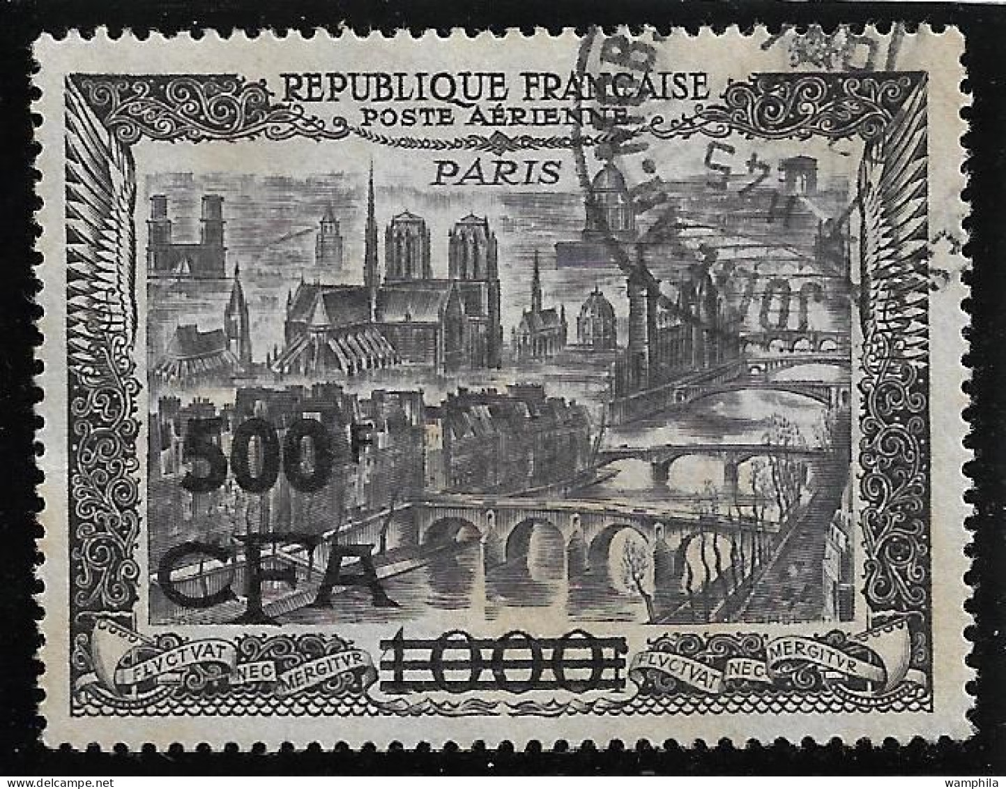 Réunion 1951 P.A N°51, 500F CFA Sur 1000F. Oblitéré .Cote 250€. - Posta Aerea