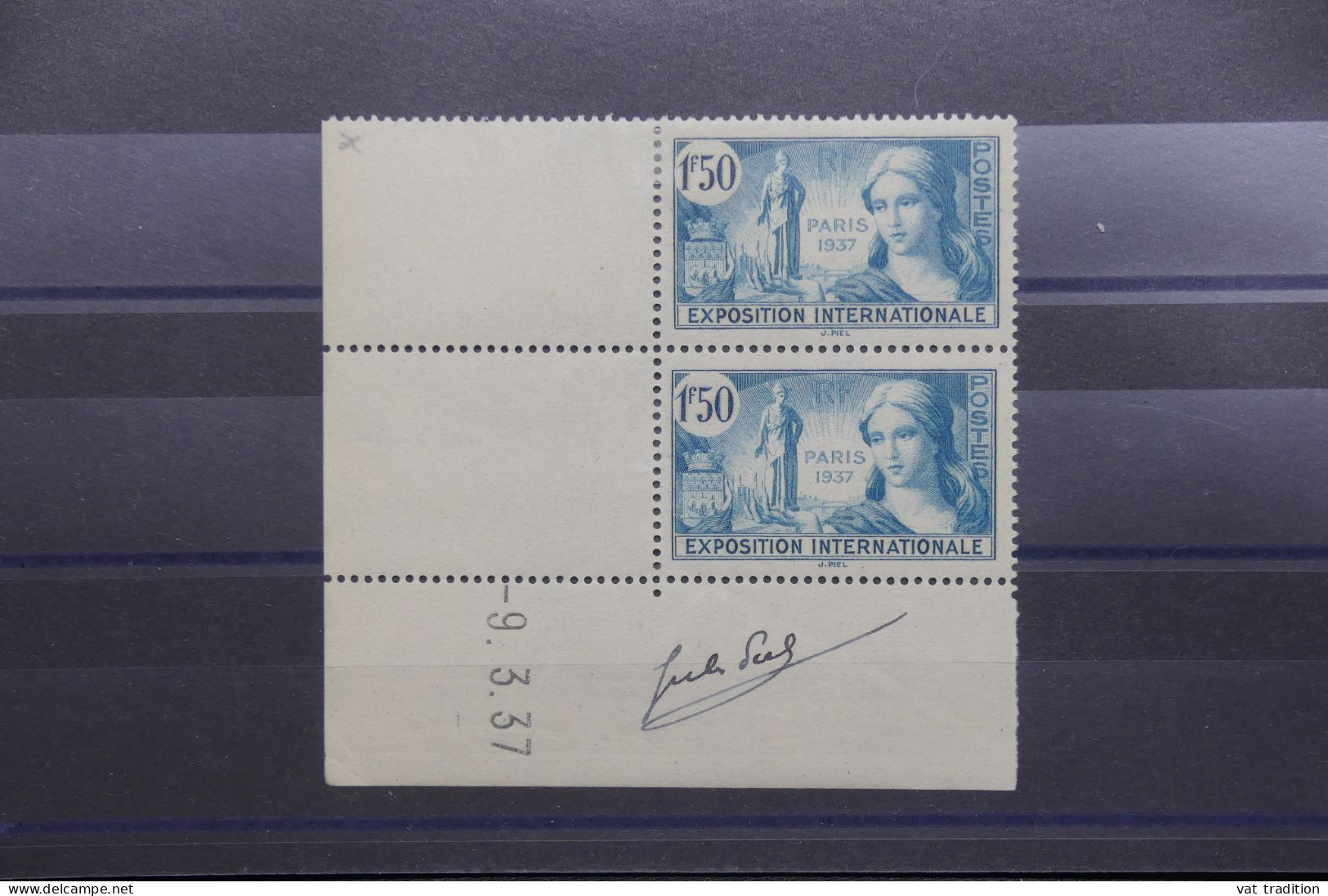 FRANCE - N° 336 X 2 * Signés Par Le Graveur Jules PIEL Sur Bord De Feuille - Rare - A 920 - Neufs