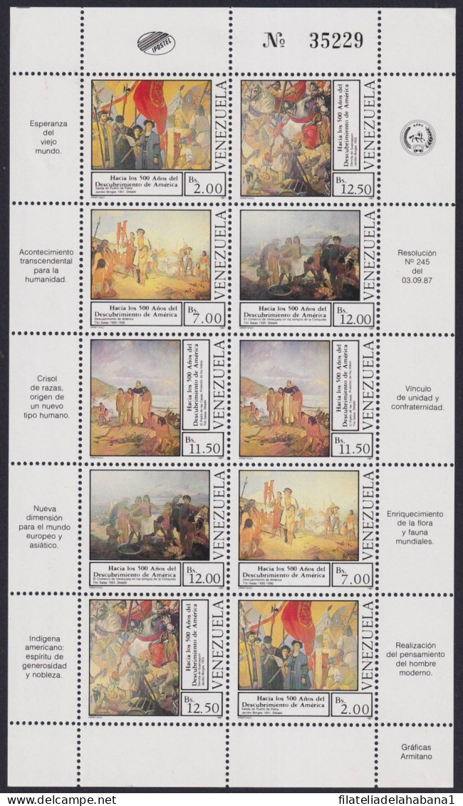 F-EX46798 VENEZUELA MNH 1987 DISCOVERY SHIP CARAVELA COLUMBUS.  - Christoph Kolumbus