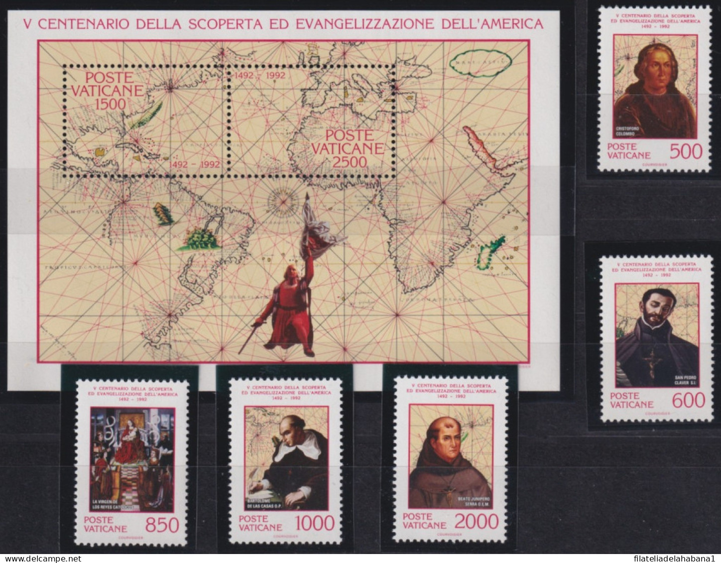 F-EX46802 VATICAN MNH 1989 DISCOVERY COLUMBUS COLON BARTOLOME DE LAS CASAS.  - Christopher Columbus