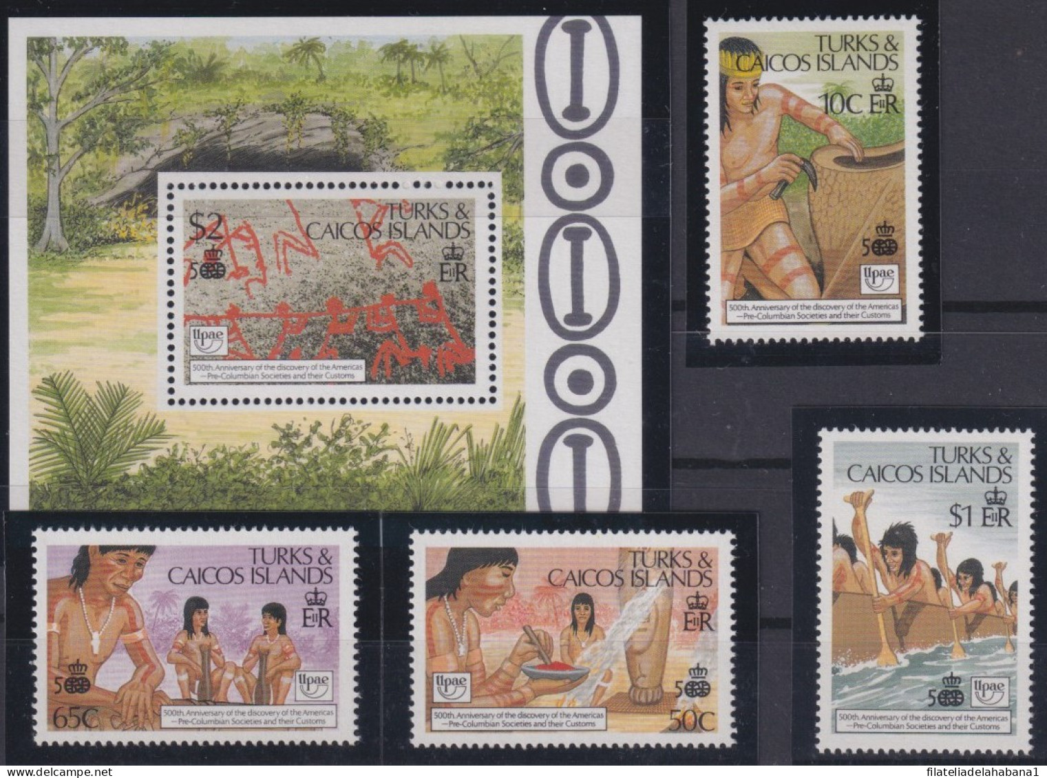 F-EX47589 TURKS & CAICOS MNH 1990 INDIAN ARCHEOLOGY PICTOGRAM DISCOVERY COLUMBUS.  - Christopher Columbus