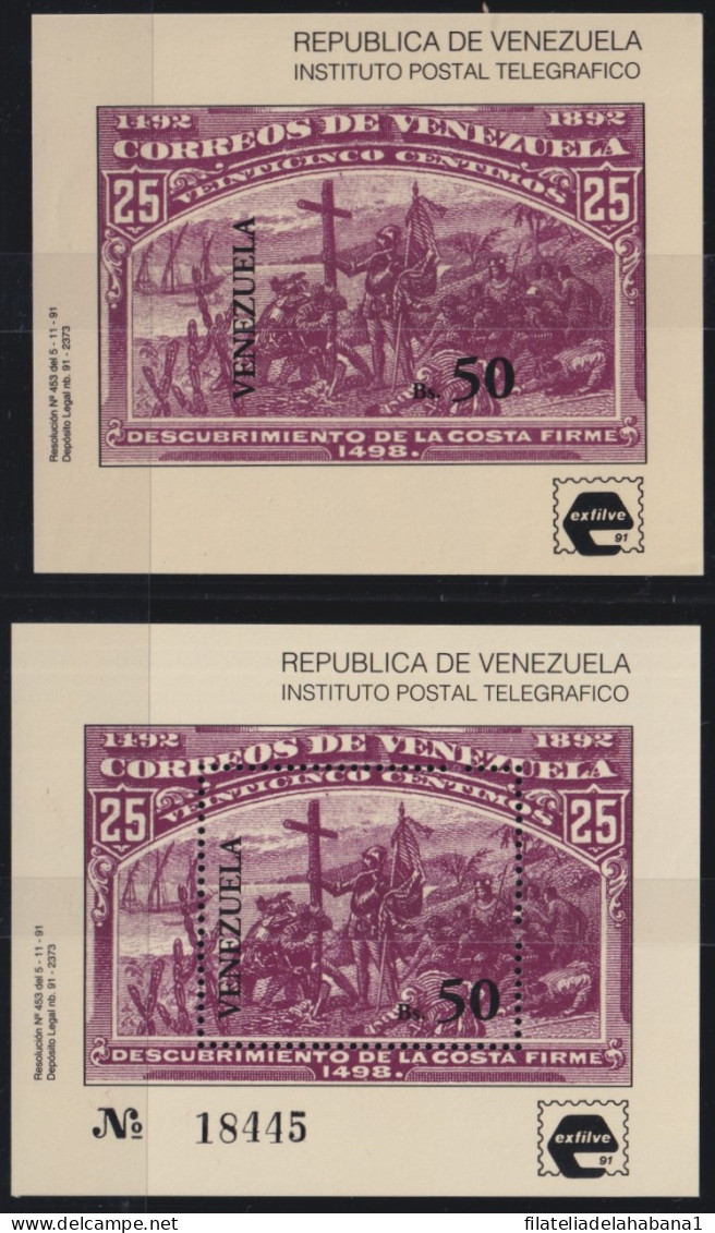 F-EX47591 VENEZUELA MNH 1991 DISCOVERY COLUMBUS COLON ART PERF + IMPERF.  - Cristoforo Colombo