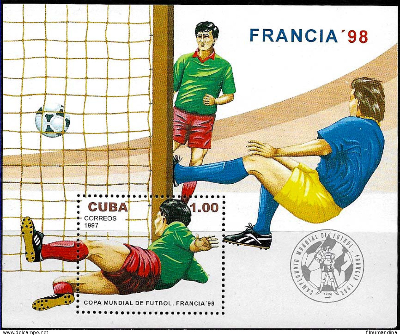 #9027 CARIBBEAN 1998 FOOTBALL SOCCER WORLD CUP FRANCE 98 S/S YV BL 150 - Unused Stamps