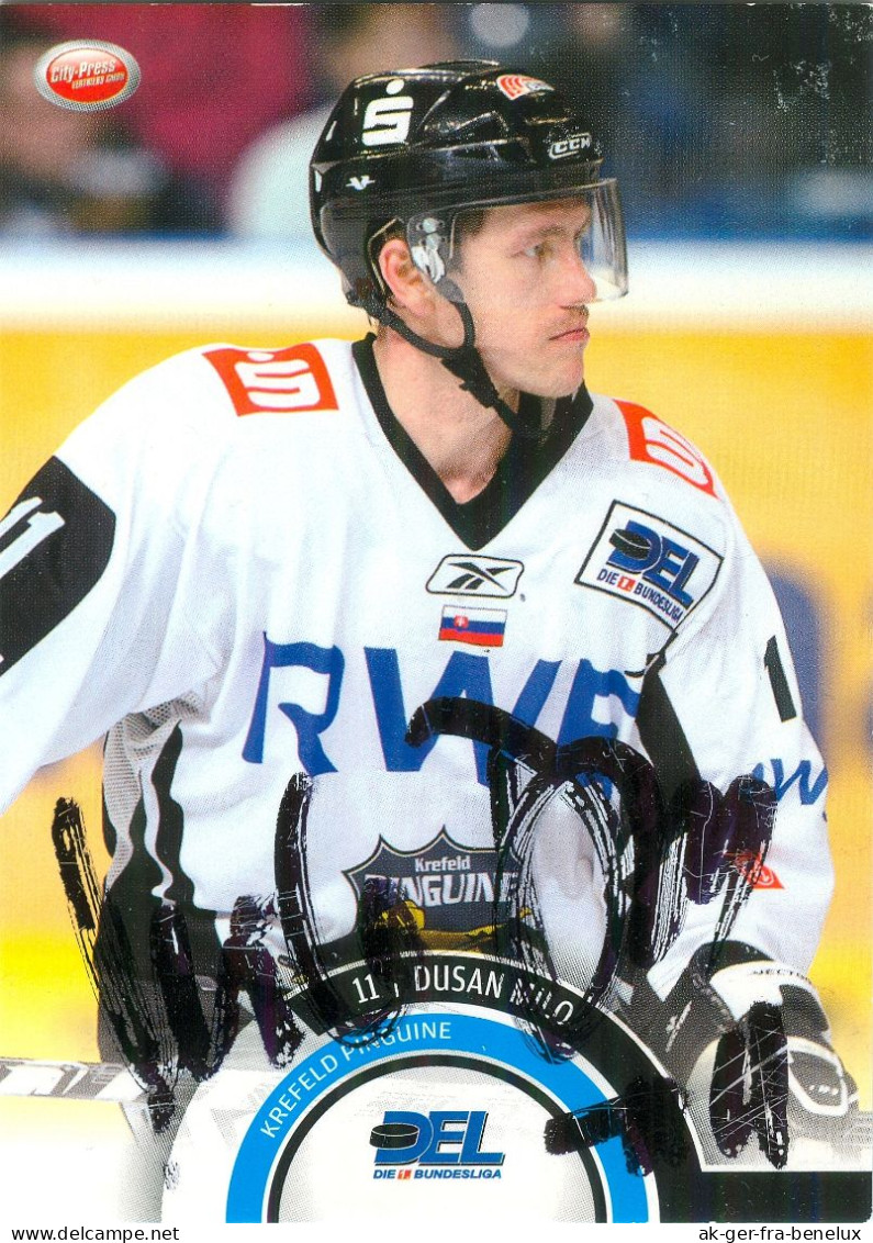 Autogramm Eishockey Trading Card Dušan Milo Krefeld Pinguine 08-09 AC HC Nitra HKM Zvolen SZĽH HK 36 Skalica Lausanne - Wintersport